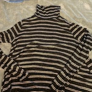 Merona Black & White Striped Turtleneck Sweater